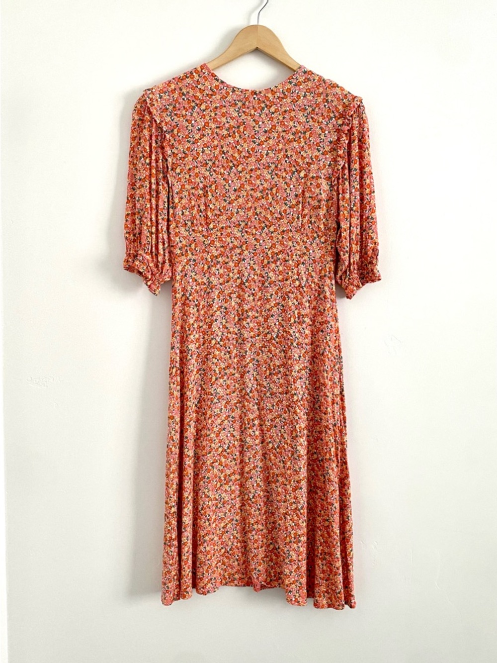 Floral Midi Dress with Ruffled Sleeves
